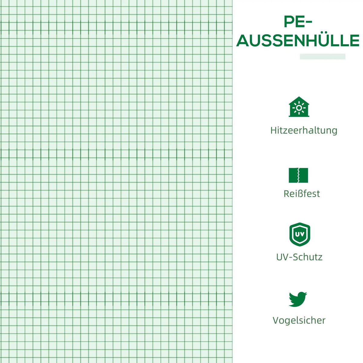 GEWÄCHSHAUS 120x60x60 cm Folie grün - Grün, Metall (120/60/60cm) - LEBENLANG