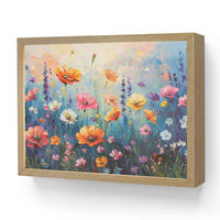NÁSTĚNNÁ LAMPA S AKUMULÁTOREM Květiny - Příroda - Akvarel - Umění 40x30 cm - různobarevná, kompozitní dřevo (40/30/8cm) - OnlyWow