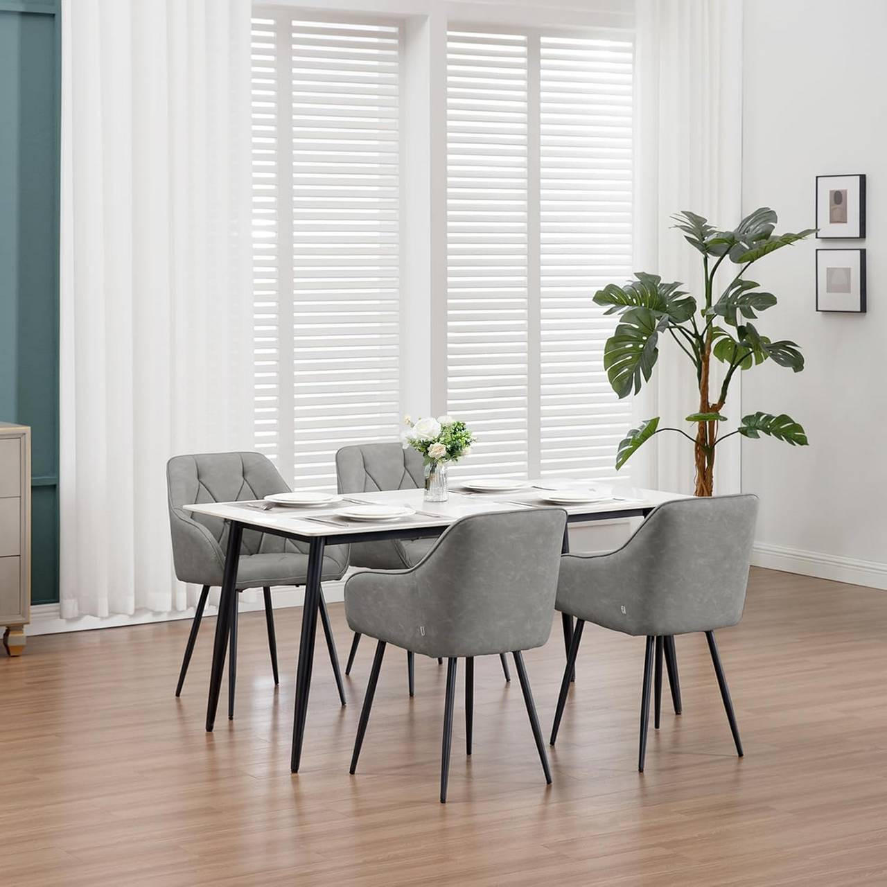 Thumbnail - Woltu Armlehnstuhl, Dunkelgrau, Kunststoff, konisch, 56x83.5x53 cm, Esszimmer, Stühle, Esszimmerstühle, Armlehnenstühle