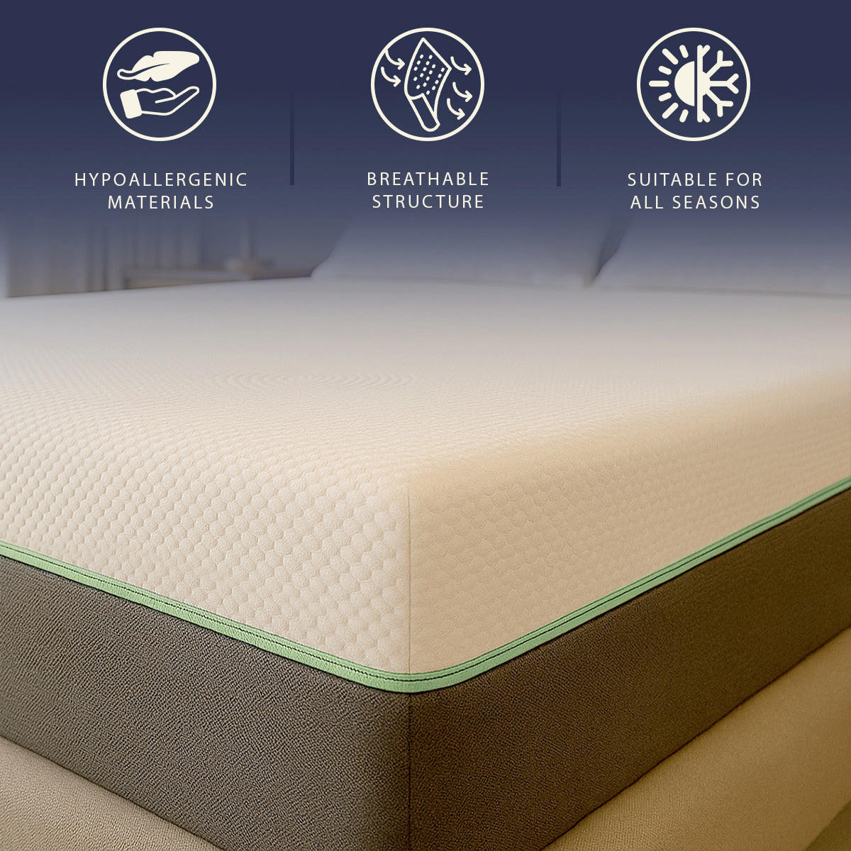 MATRATZE 90x200 Taschenfedern und Memory Foam Hoch 25 cm | Hypoallergen, Atmungsaktiv, Abnehmbar - Weiß, Textil (90/200cm) - The White Stone