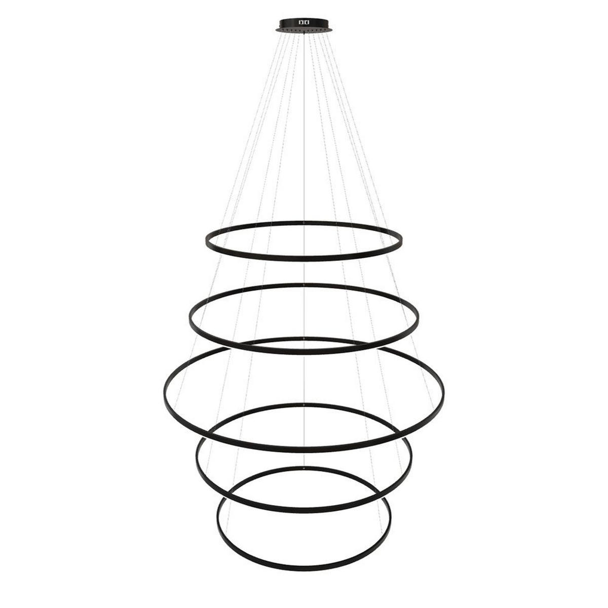 LED-HÄNGELAMPE 5er Ring Schwarz Ø 100 | 120 | 150 | 120 | 100cm - Schwarz, Metall (1.3/150/3.3cm) - s.luce
