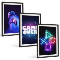 BILDER SET 3er Set - 40x60 cm Schwarzer Rahmen - Game Over Gamepads - Schwarz, Kunststoff (40/60cm) - TULUP