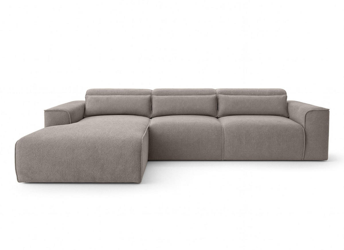 ECKSOFA L Form Ruyam Hellbraun 310/165/78 cm – Schlaffunktion Links - Hellbraun/Schwarz, Kunststoff/Textil (170/310cm) - AX Living