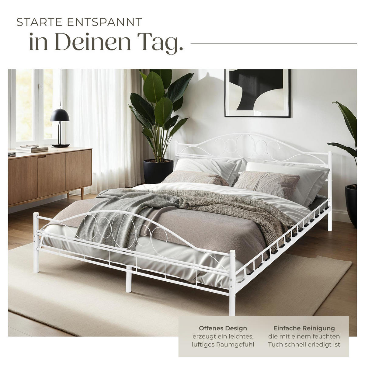 METALLBETT Sonno,180 x 200 cm,weiß/weiß - Weiß, Metall - tectake