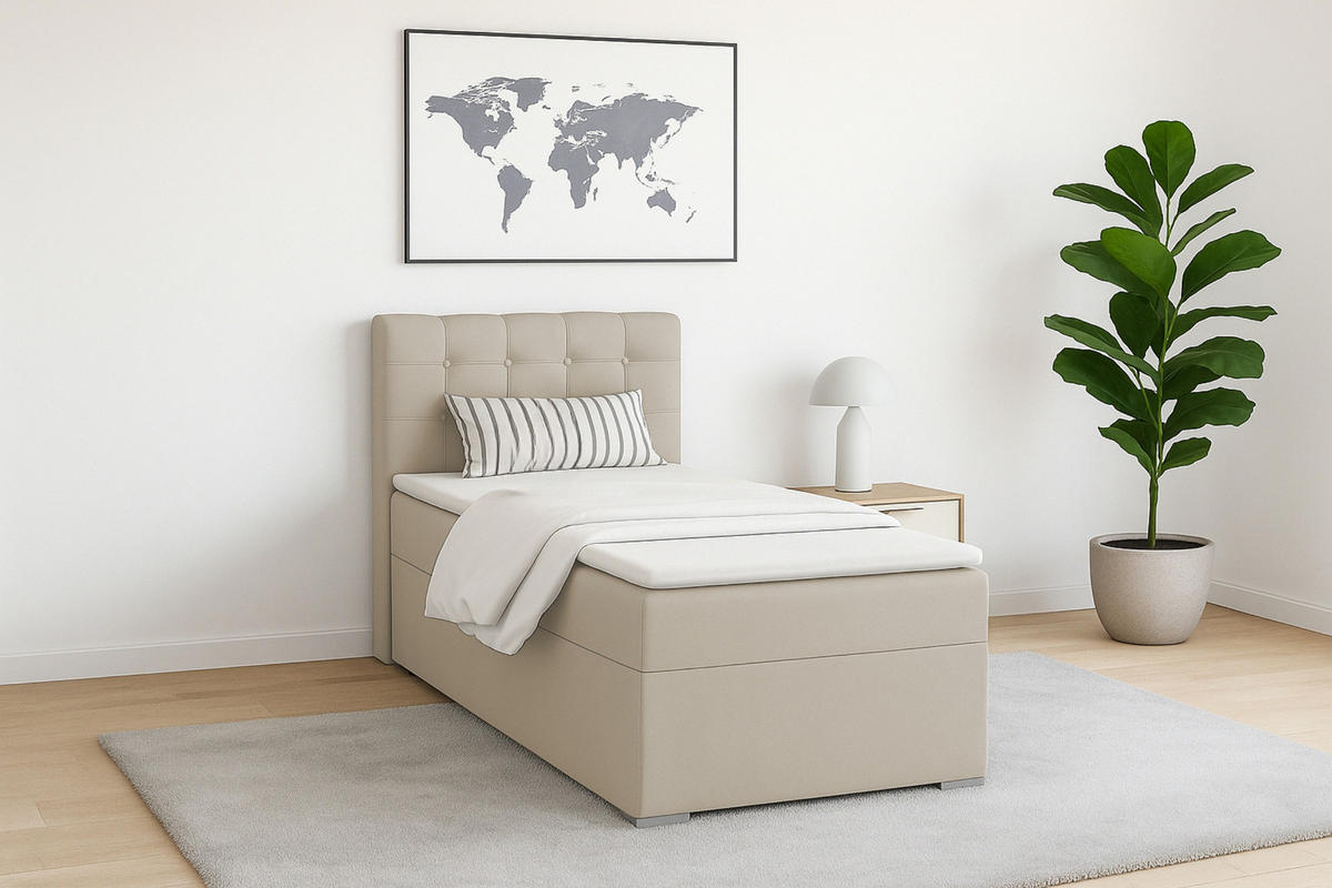 BOXBETT JUNG 3 100/200 Beige H3 Öffnung links - Beige, Holz/Holzwerkstoff (100/200cm) - Deine Möbel 24