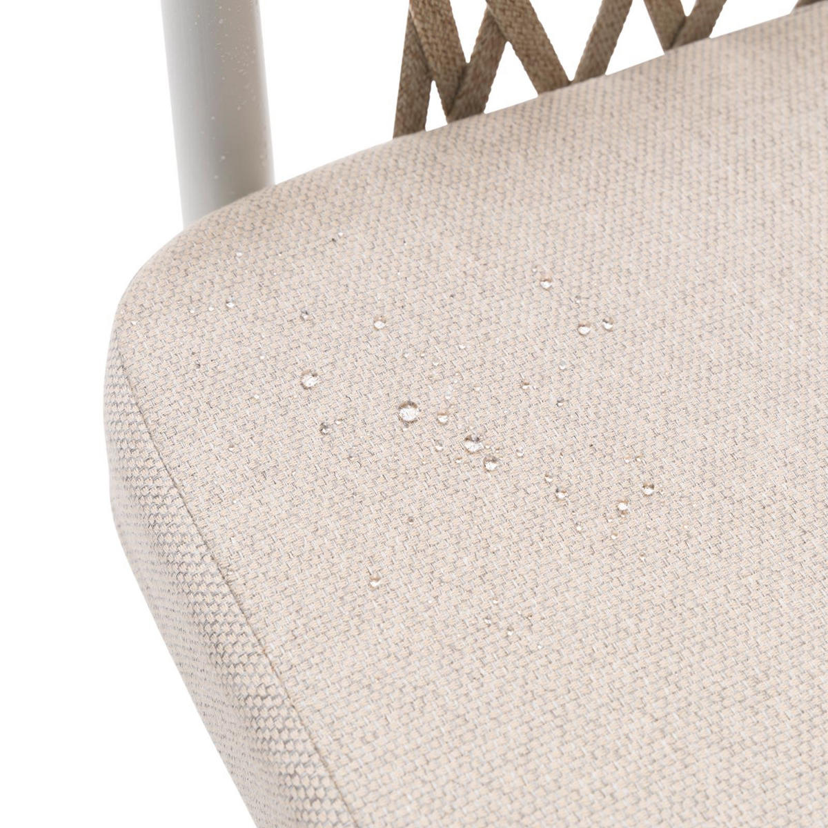GARTENSTÜHLE SUNNY 6er-Set weiß, champagne - Weiß, Textil/Metall (56/75/62cm) - IDIMEX