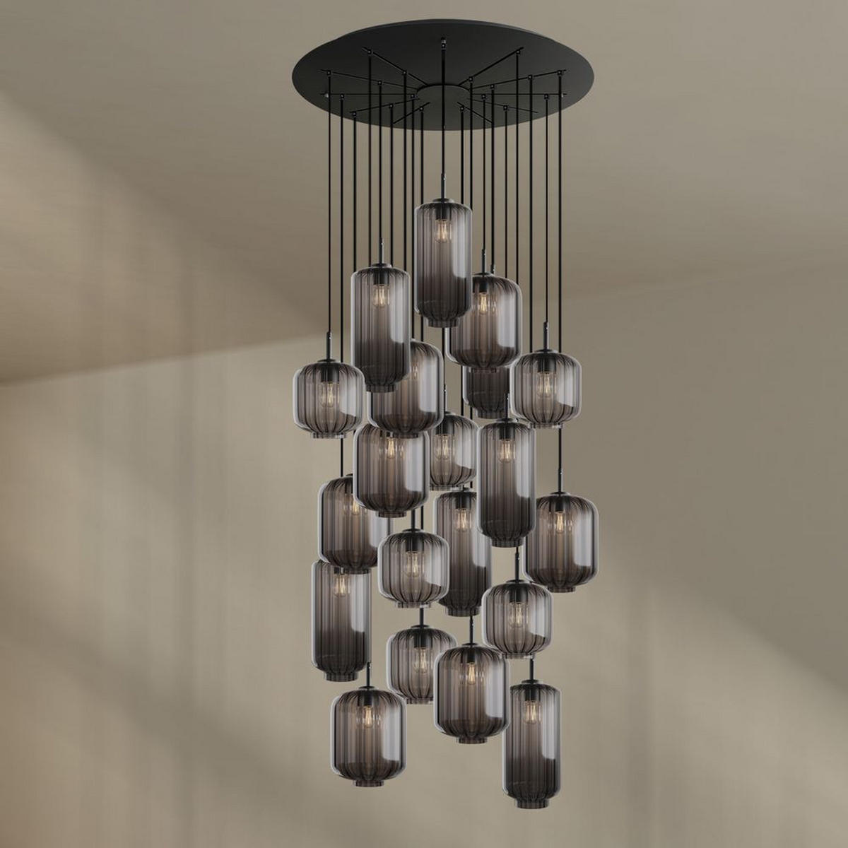 GALERIELEUCHTE Velo 20-flammig Rauch Ø 18/20/25cm - Anthrazit/Schwarz, Glas (25/25/27cm) - s.luce