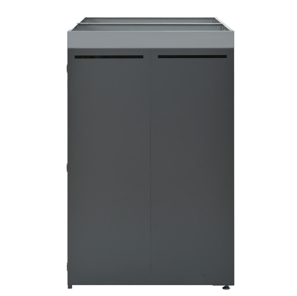 MÜLLTONNENBOX aus Stahl in Grau Holzoptik mit Pflanzfläche & abschließbar - Grau, Metall (132/124.5/80cm) - Modfu