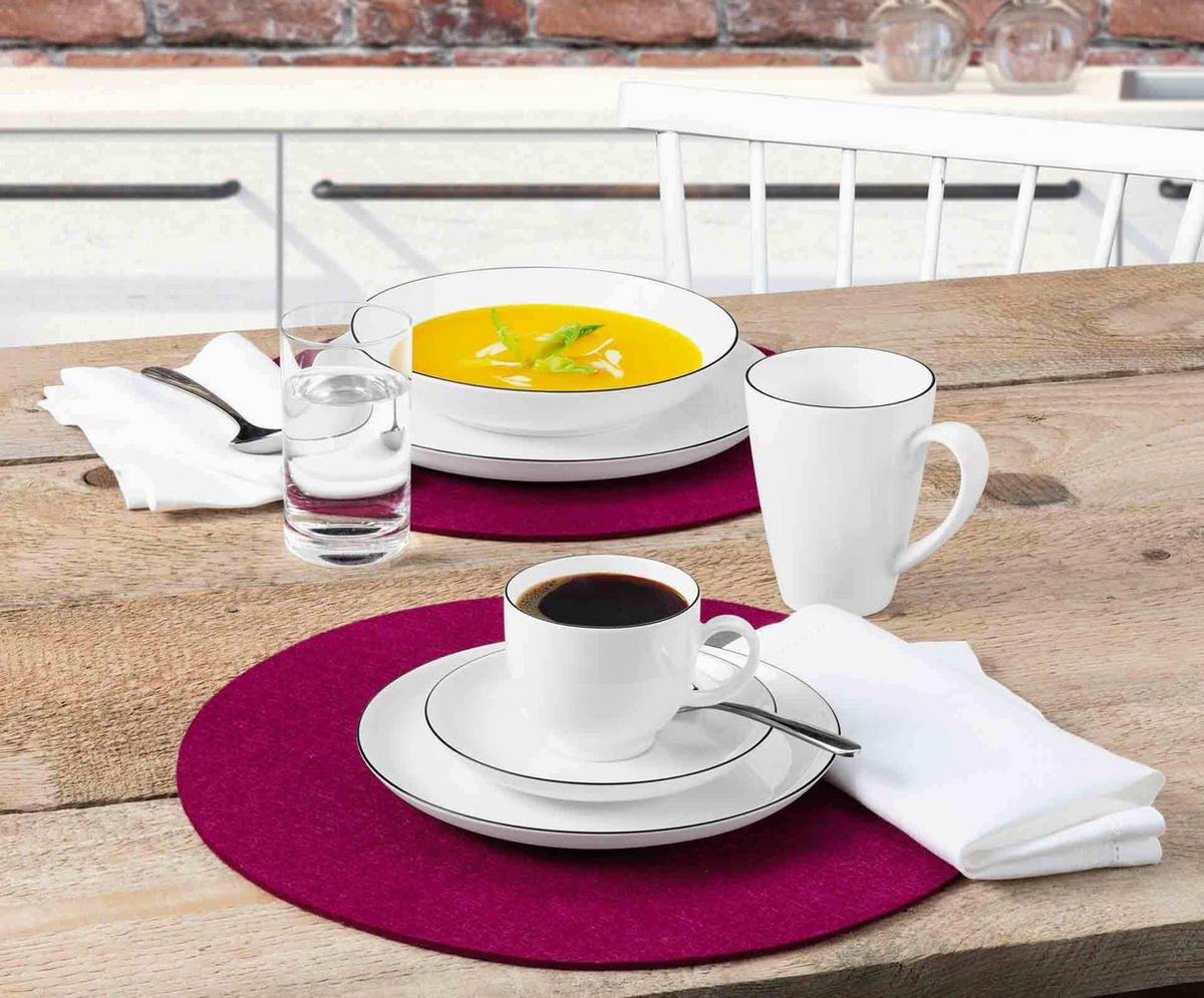 KAFFEEBECHER TAMBEL Lido Black Line weiß 350 ml 6er Set - Weiß, Keramik (0.35L) - Seltmann Weiden
