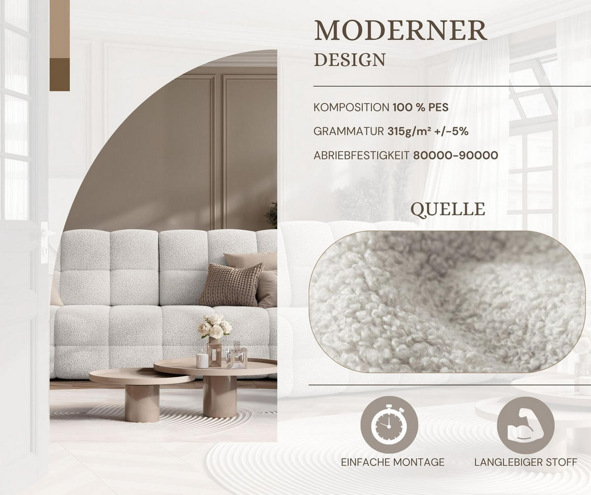 SCHLAFSOFA MOLLY mit Bettkasten, Stoff Weiß - Weiß, Textil (248/92/93cm) - Idohome