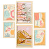 POSTER Set Mit 6 Linienufer In Kulissen Abstracts Ästhetische Dekorative Gemälde Für Ihr Wohnzimmer Zuhause A3 & A4 Rahmen Aus Hellem Holz - Beige, Papier (29/3cm) - Nacnic