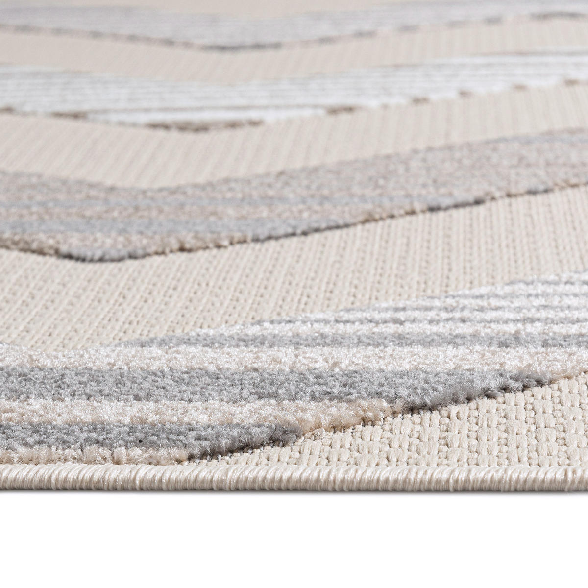 TEPPICH Outdoor Beige Bunte Chevron Geometrisch Kurzflor Rechteckig - 80x150 cm - Braun, Textil (80/150cm) - Mazovia