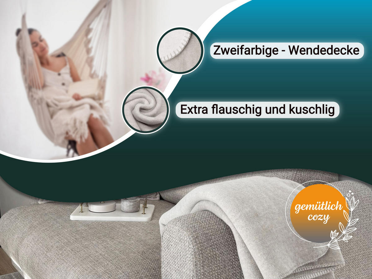 KUSCHELDECKE, 150x200 cm, 60% Baumwolle, 40% Polyacryl, Grau - Grau, Naturmaterialien (150/200cm) - Zollner