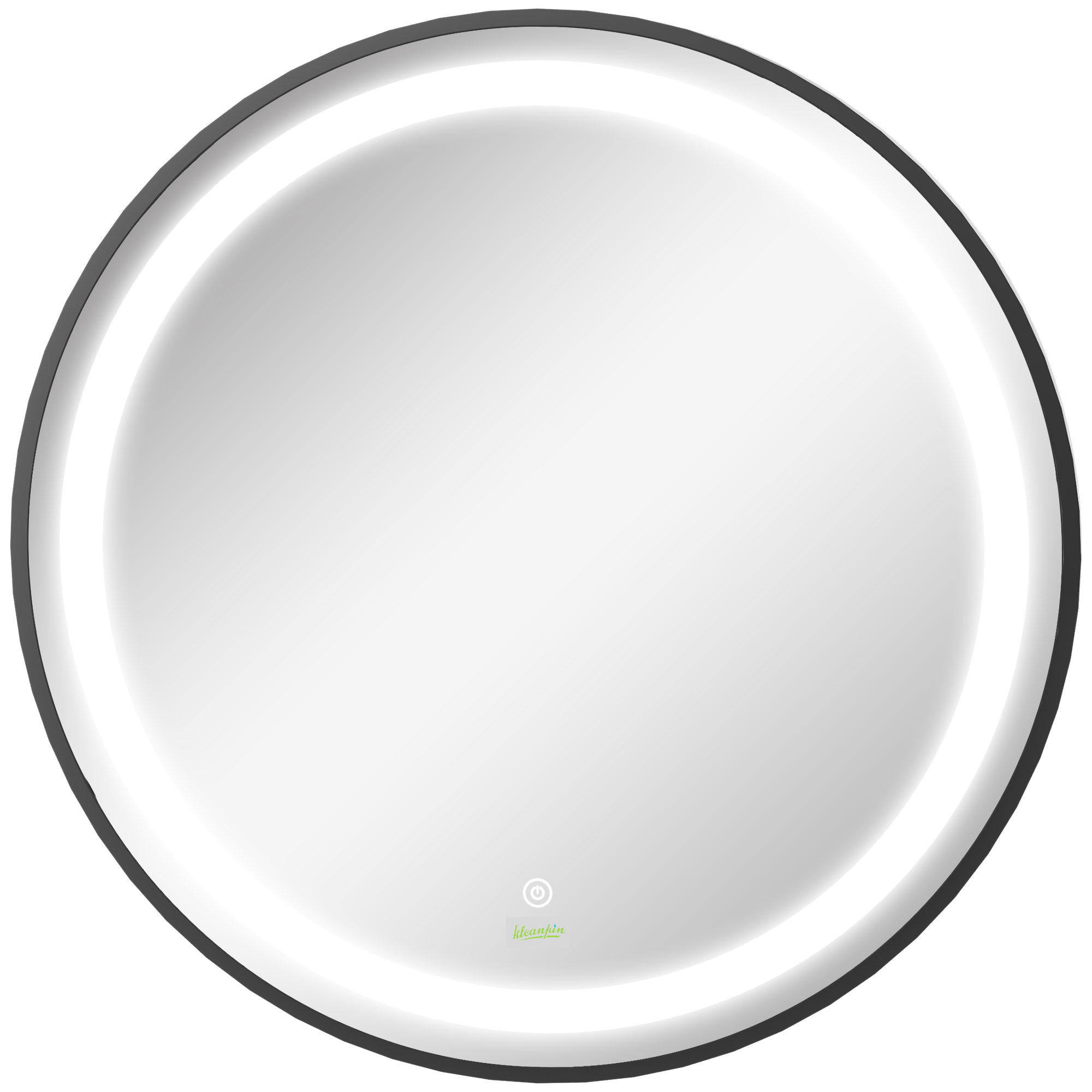 BADEZIMMERSPIEGEL, Ø60cm, mit 3 Lichtfarben, Memory-Funktion, IP44, Schwarz - Schwarz, Glas (60/4/60cm) - Kleankin