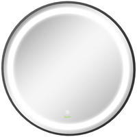 BADEZIMMERSPIEGEL, Ø60cm, mit 3 Lichtfarben, Memory-Funktion, IP44, Schwarz - Schwarz, Glas (60/4/60cm) - Kleankin