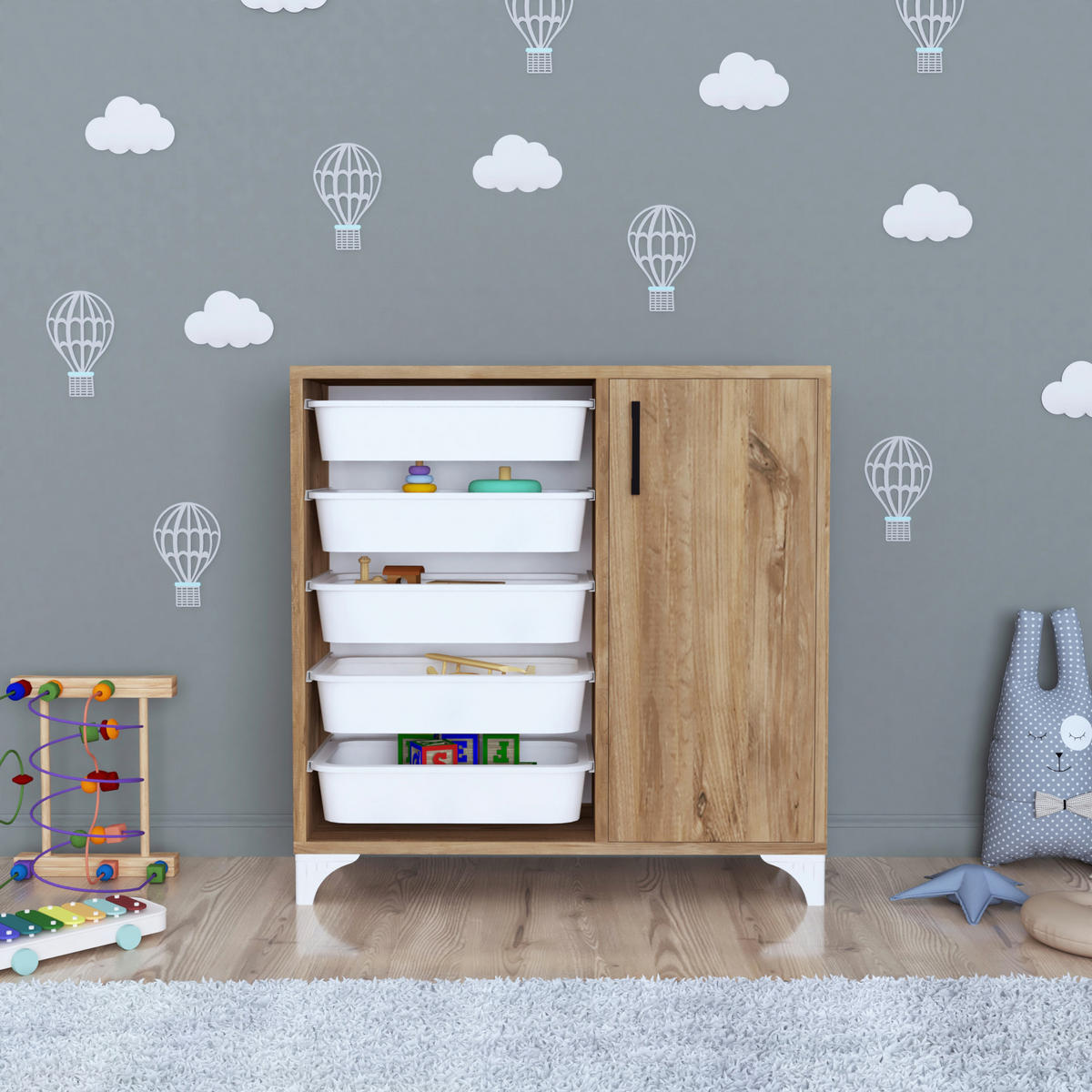 BEISTELLSCHRANK Aurland - Eichefarben, Holzwerkstoff (77/78.5/30cm) - [en.casa]
