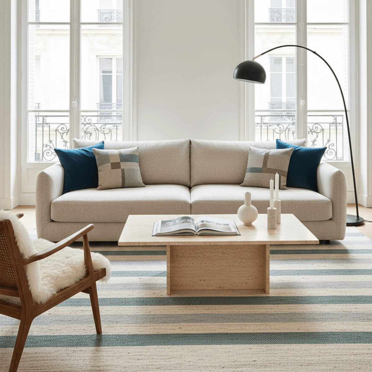 DESIGN-TEPPICH aus handgewebter Jute blau - Blau, Naturmaterialien (200/290cm) - AFK Living