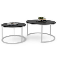 COUCHTISCH rund Groß, Mattschwarz, Rahmen Weiß - Schwarz/Weiß, Metall (70/70/48cm) - Idohome