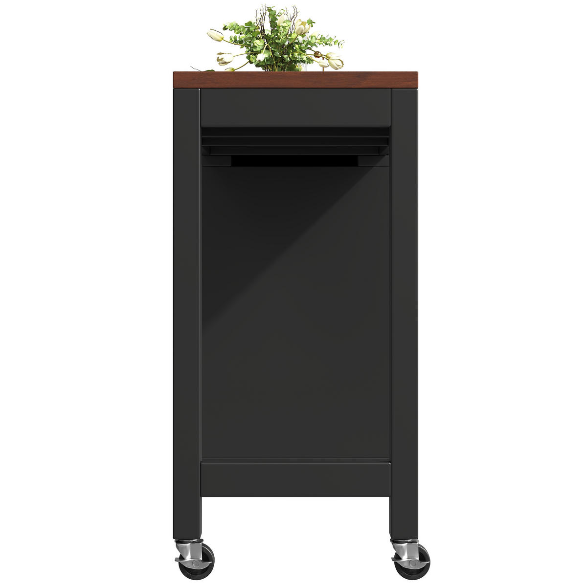 INSULĂ BUCĂTĂRIE 131.5-210cm Rotativă 360° - negru, compozit lemnos (132/90/45cm) - FLIEKS