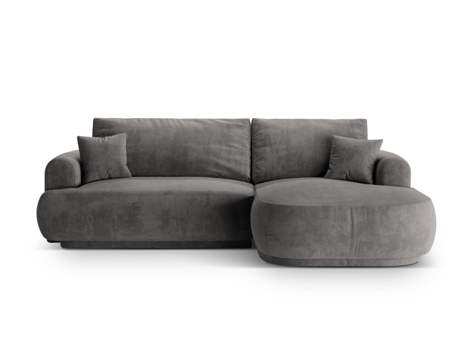 SCHLAFSOFA modular mit Bettkasten rechts Ella aus Samt grau 5 Sitzplätze - Grau, Textil (174/271cm) - Micadoni