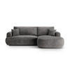 SCHLAFSOFA modular mit Bettkasten rechts Ella aus Samt grau 5 Sitzplätze - Grau, Textil (174/271cm) - Micadoni