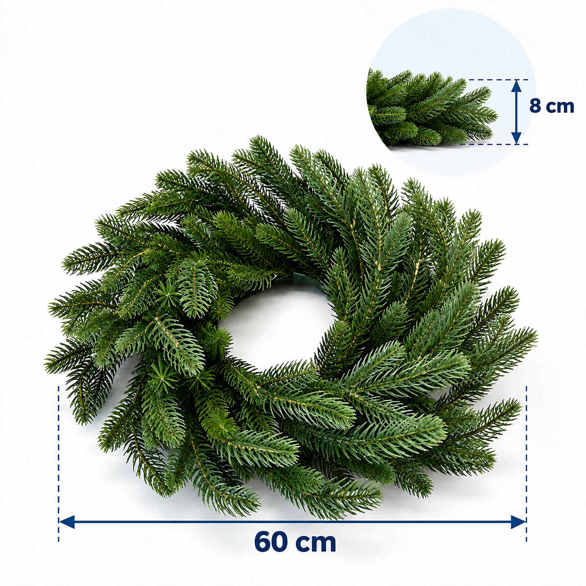 VĚNEC zelený adventní umělý PE vstřikování 60 cm - tmavě zelená, plast (8cm) - Relaxdays