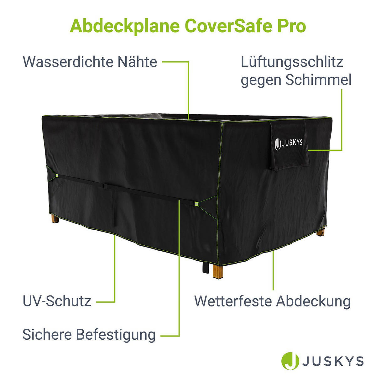 GARTENMÖBELABDECKUNG CoverSafe Pro schwarz - Schwarz, Kunststoff (120/75/118cm) - Juskys