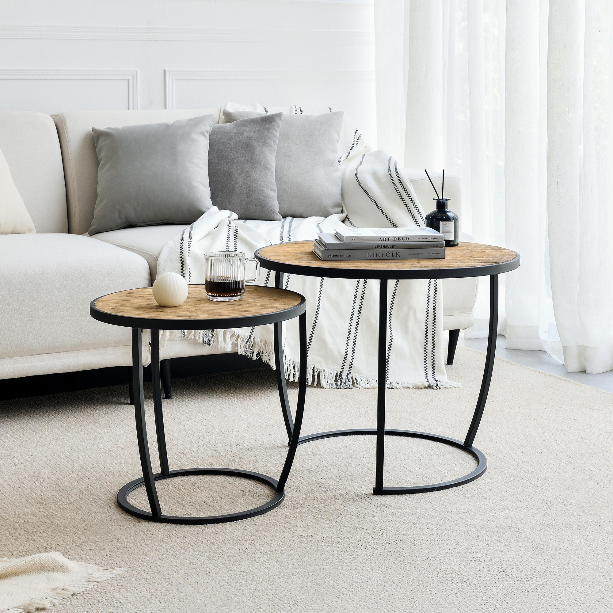 SATZTISCH Neqi 60/60/49 - Schwarz, Holzwerkstoff (60/60/49cm) - [en.casa]