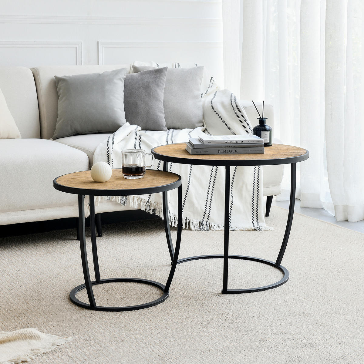 SATZTISCH Neqi 60/60/49 - Schwarz, Holzwerkstoff (60/60/49cm) - [en.casa]