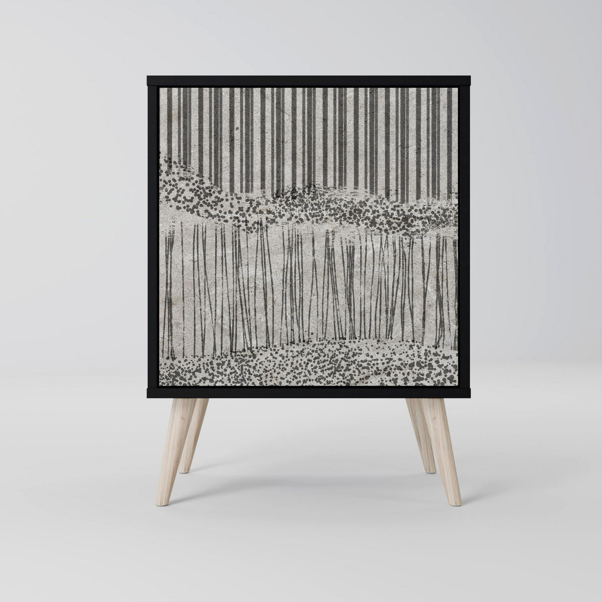 SIDEBOARD GRAIN LINES, Schwarz, 57,5x42x75,5 cm, Goldfarbene Metallfüße - Goldfarben/Multicolor, Holzwerkstoff/Metall (57.5/75.5/42cm) - SpaceRebels
