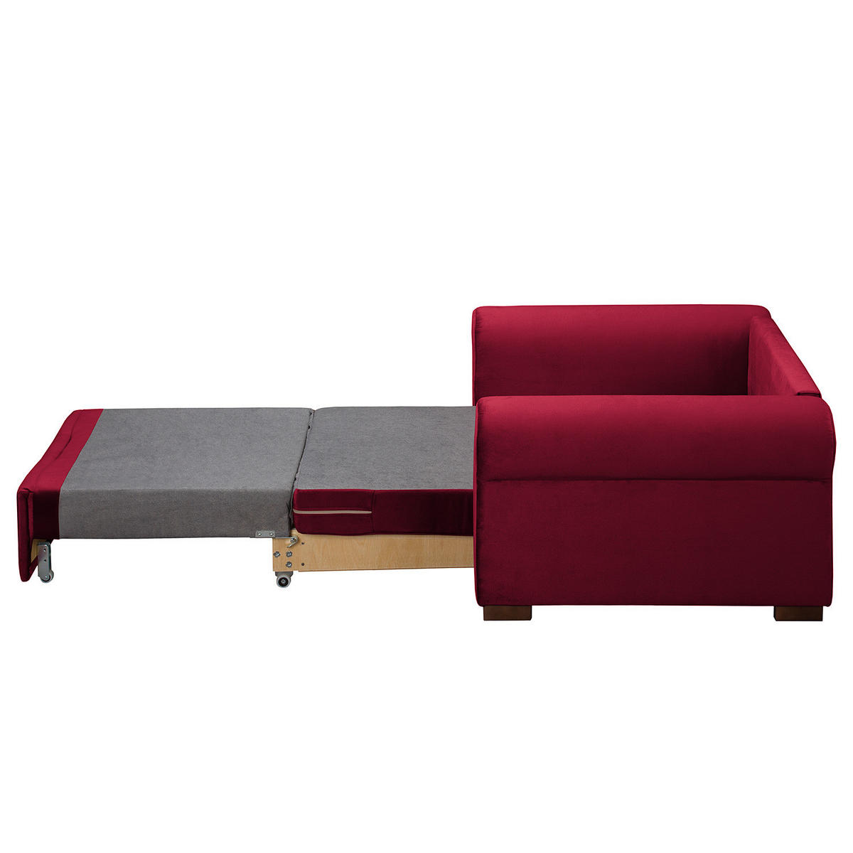 SCHLAFSOFA mit Husse - Bordeaux/Buchefarben, Buchenholz/Textil (125/90/90cm) - home24