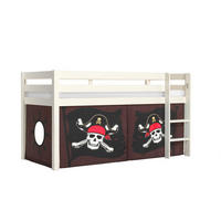 KINDERBETT Karolina 210x114x106 Massivholz Weiß Textilset Caribian - Weiß/Braun, Holz (90/200cm) - 58aufmkessel