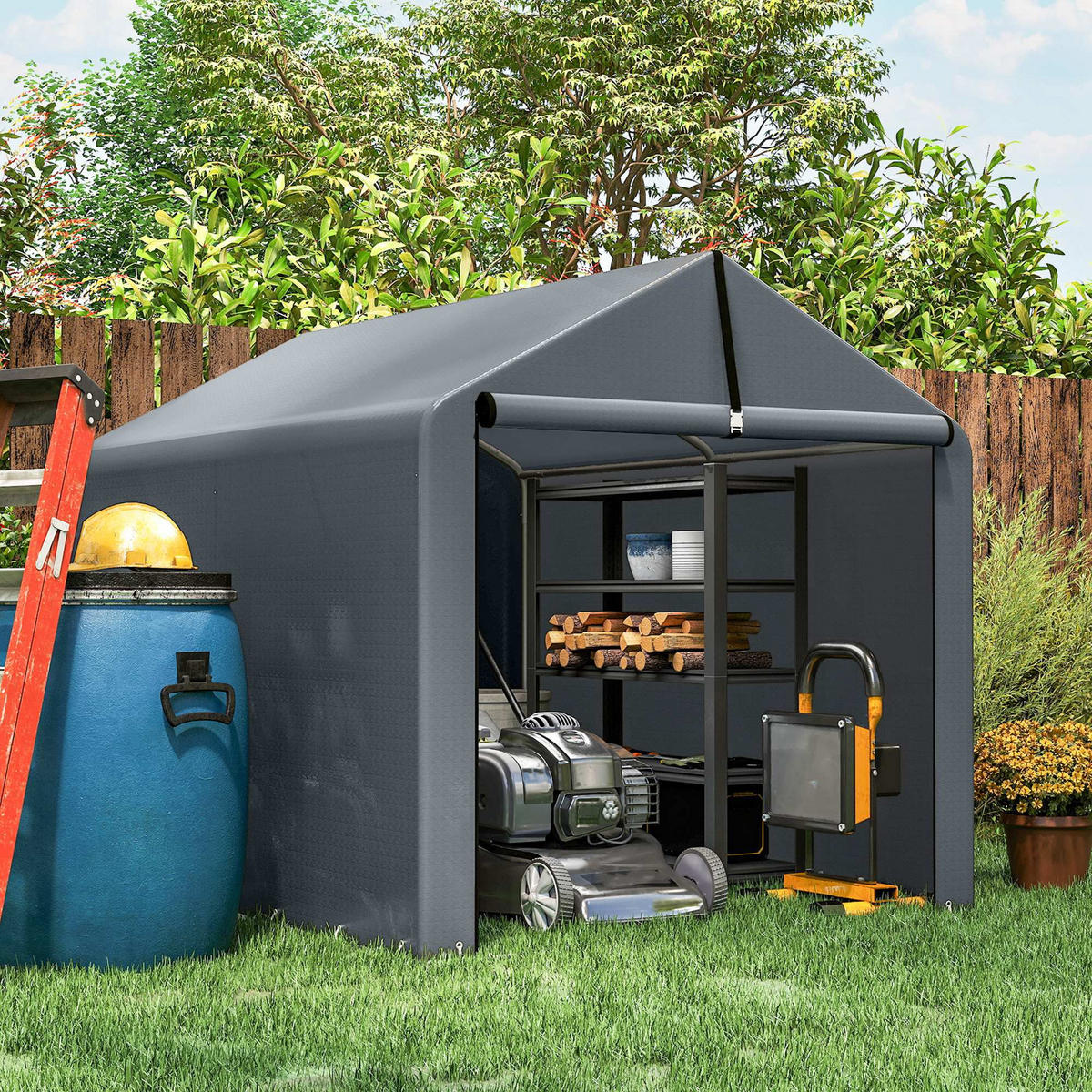 GARAGENZELT PE Dunkelgrau - Dunkelgrau, Kunststoff (162/163/221.5cm) - Outsunny