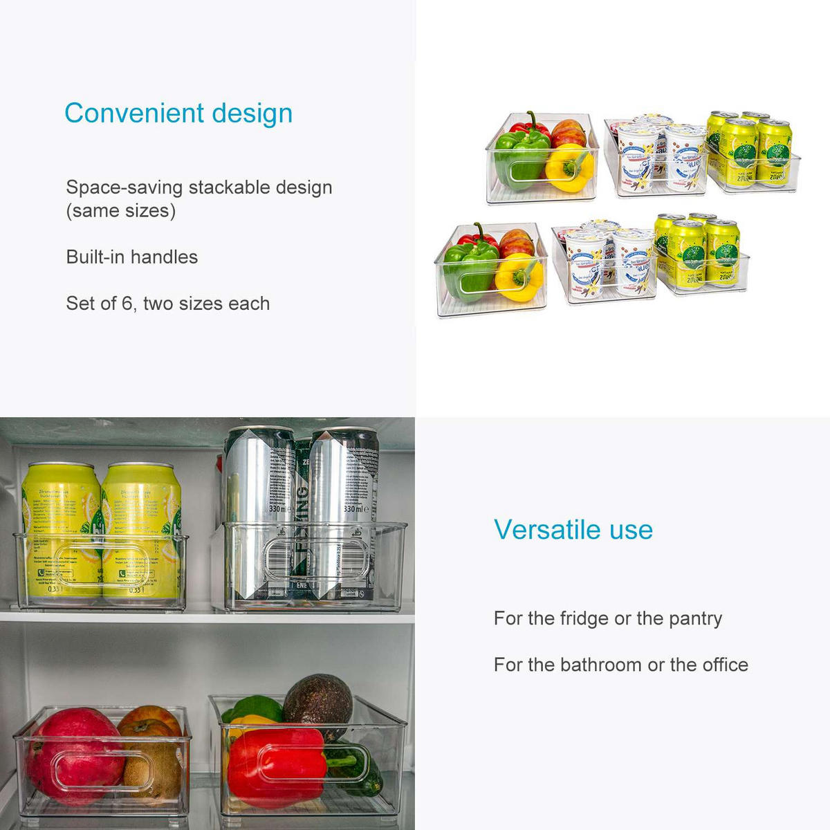 KÜHLSCHRANK-BOXEN 6er-Set - Transparent, Kunststoff (15.9/17/26.8cm) - Intirilife