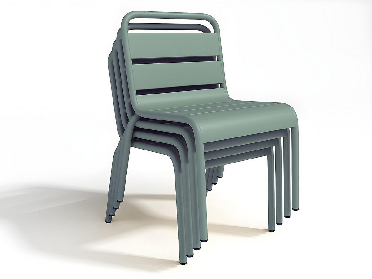 GARTENSTUHL für Kinder stapelbar 2er-Set - Metall - Hellgrün - POPAYAN von MYLIA - Grün, Metall (43/55.5/39cm) - Vente-Unique