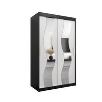 SCHWEBETÜRENSCHRANK 200/120/62 2-türig - Silberfarben/Schwarz, Holz/Kunststoff (120/200/62cm) - Abiks Möbel