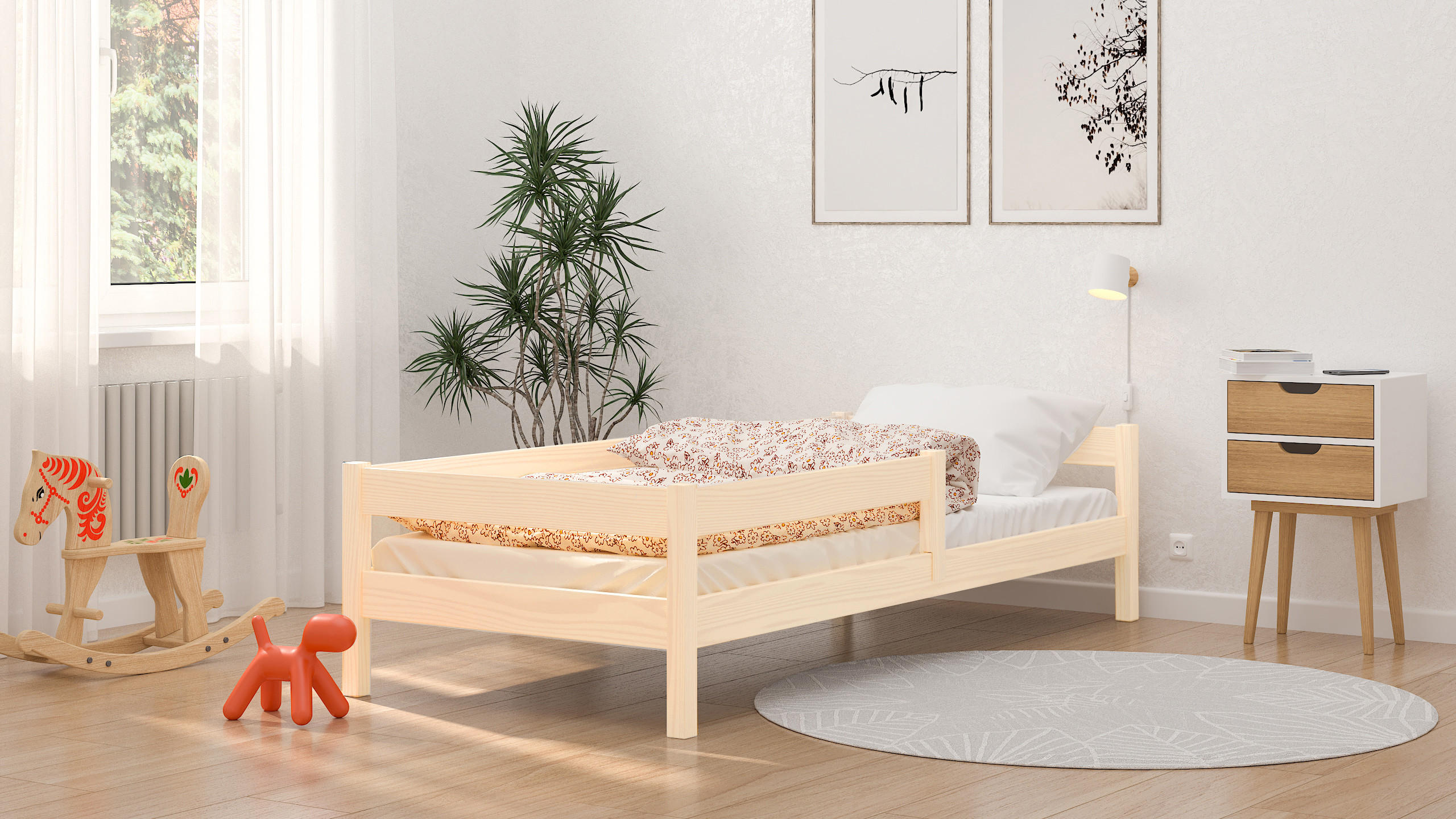 KINDERBETT Mix 160x80 naturweiß - Weiß, Holzwerkstoff (80/160cm) - LUKDOM