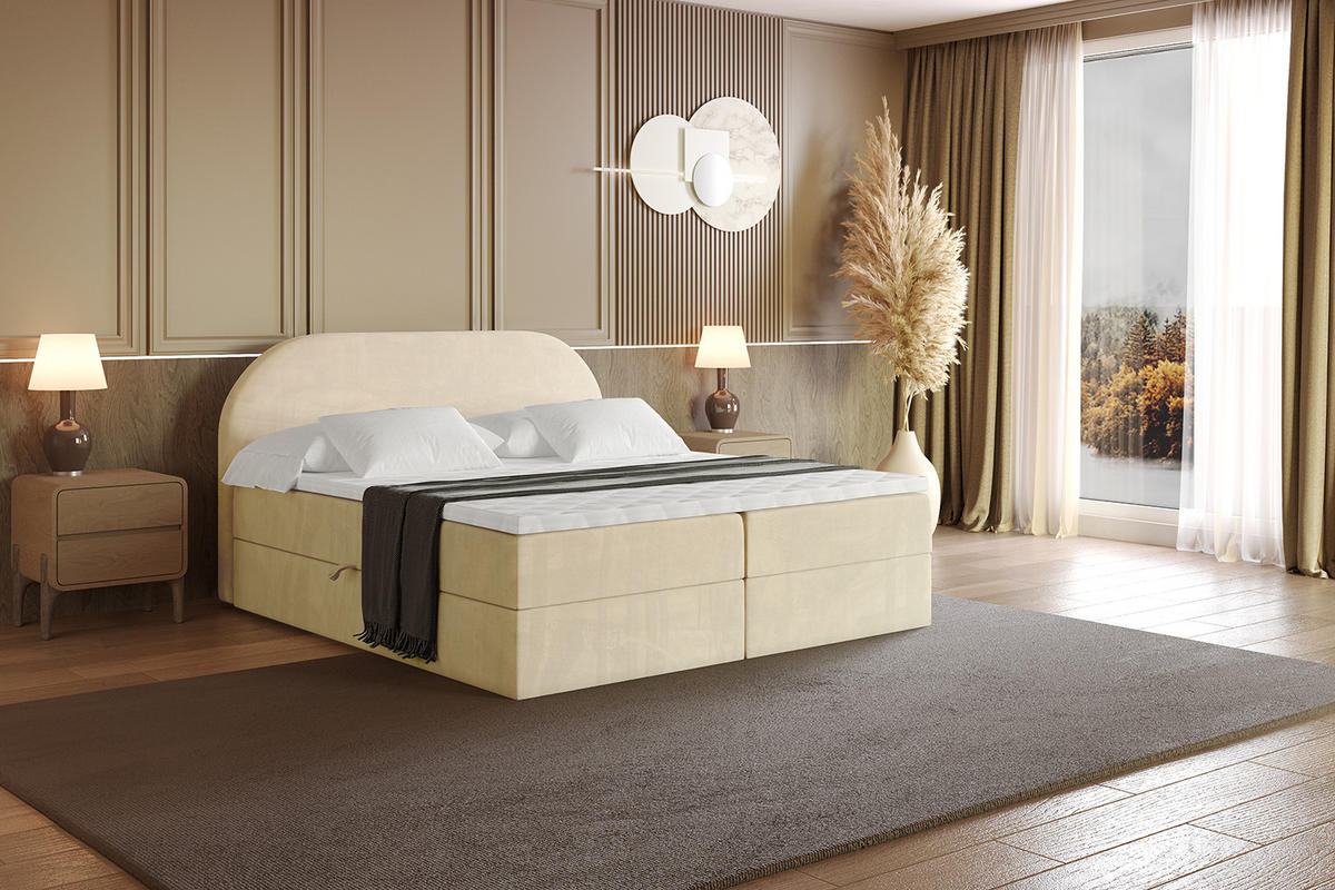 BOXBETT mit Matratze H3 und Lattenrost - NOX - 120x200 - Beige Monolith - Beige, Holzwerkstoff/Kunststoff (120/200cm) - ALTDECOR