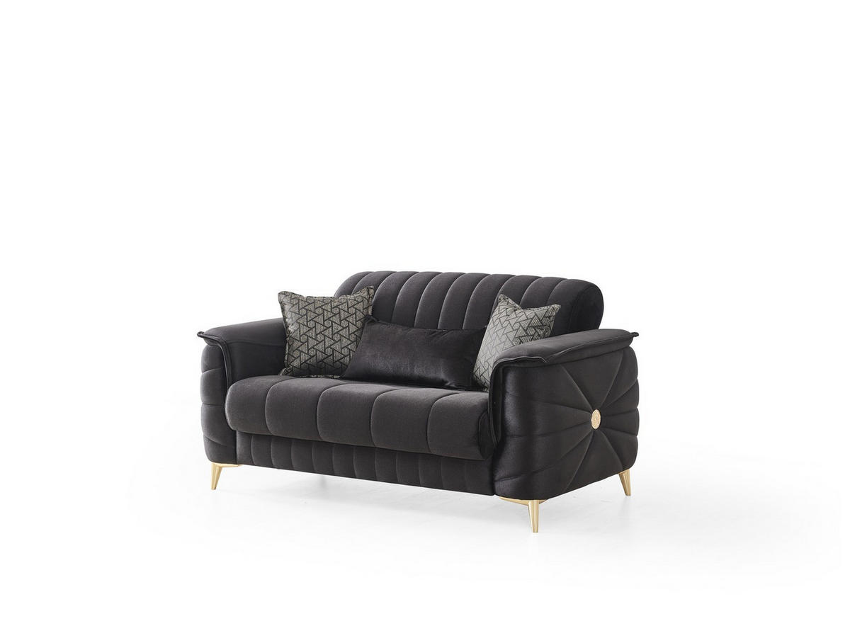 SITZGARNITUR Osorno, Schwarz Stellvariante 2+2+1 - Schwarz, Holzwerkstoff/Kunststoff (170/80/100cm)