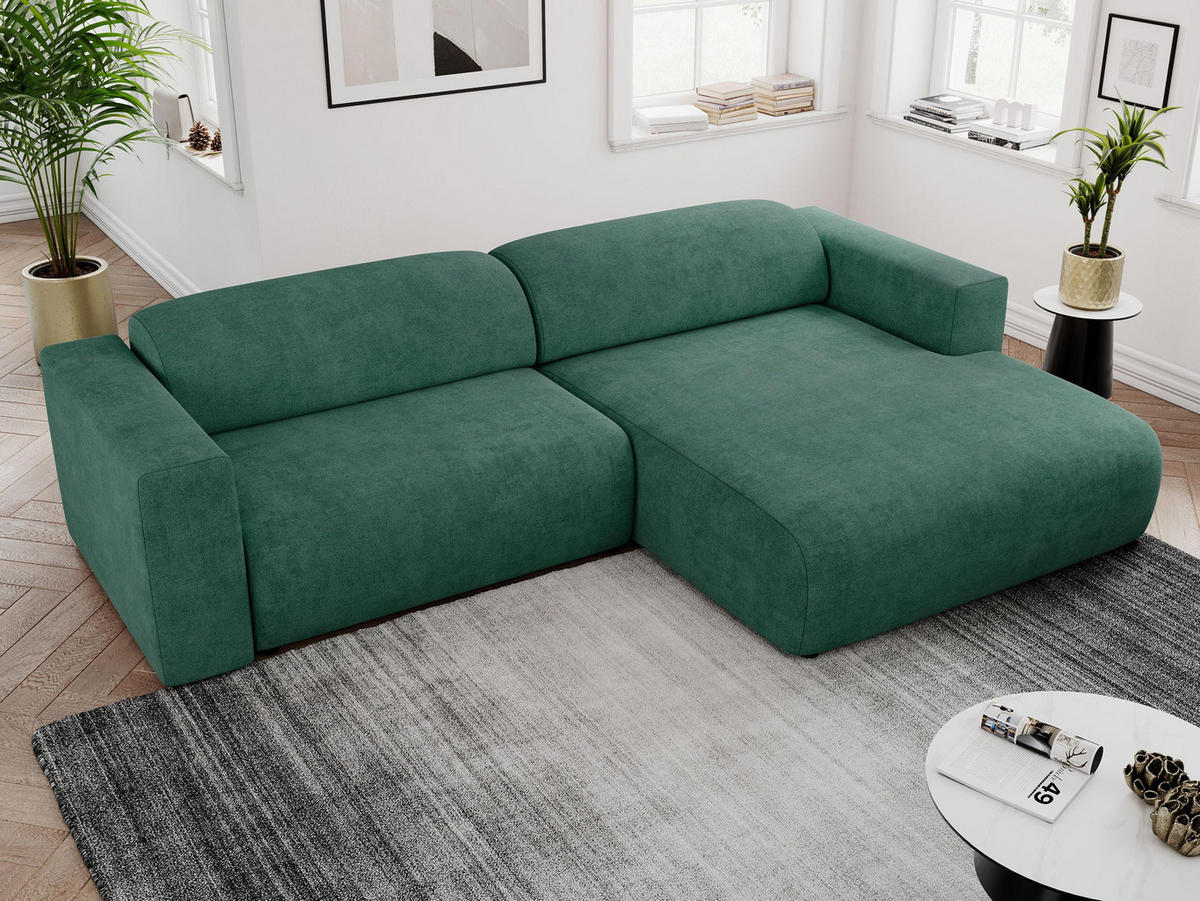 ECKSOFA PASADENA Grün Struktur - Rechts Seite - Schwarz/Grün, Kunststoff/Textil (180/288cm) - MKS