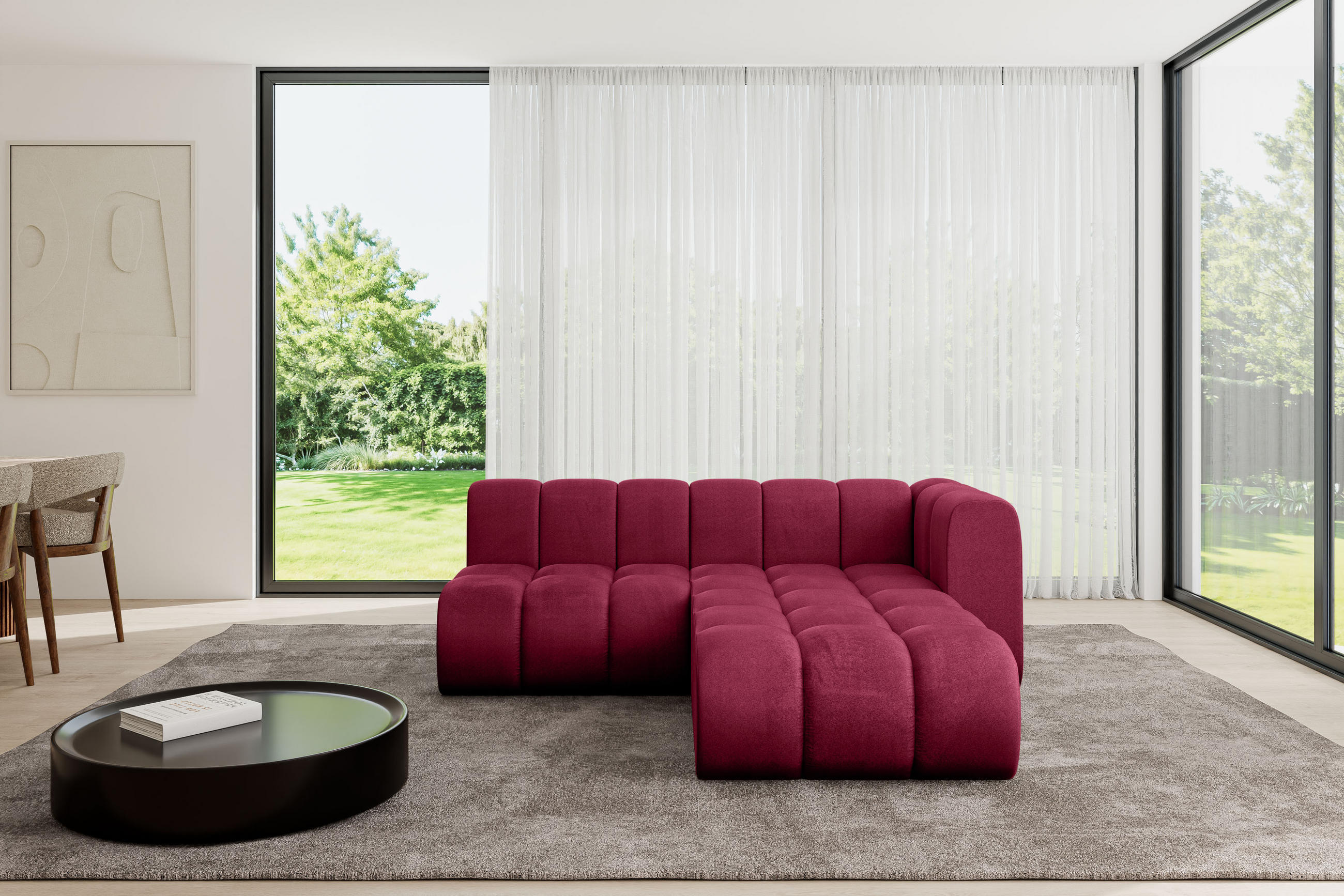 ECKSOFA modulares Sofa Darnel-L1 - 205x177x70 cm Bordeauxrot - Bordeaux, Holzwerkstoff/Textil (205/177cm) - ALTDECOR
