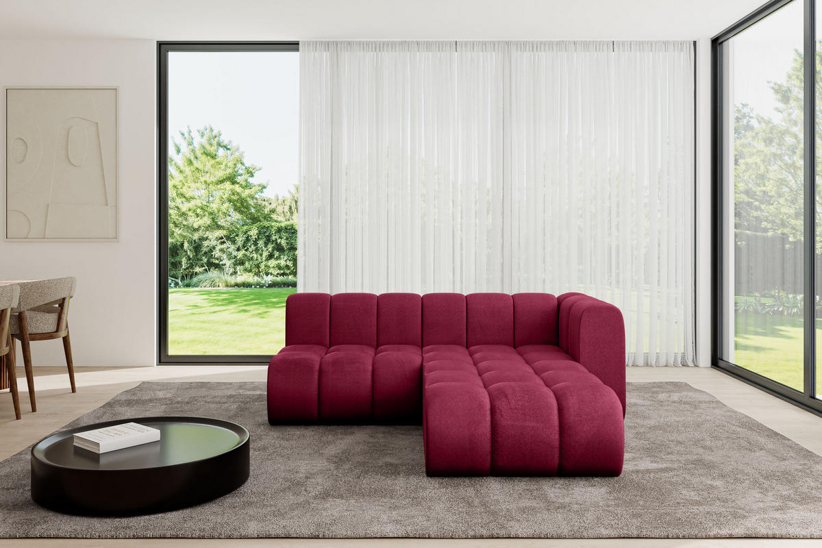 ECKSOFA modulares Sofa Darnel-L1 - 205x177x70 cm Bordeauxrot - Bordeaux, Holzwerkstoff/Textil (205/177cm) - ALTDECOR