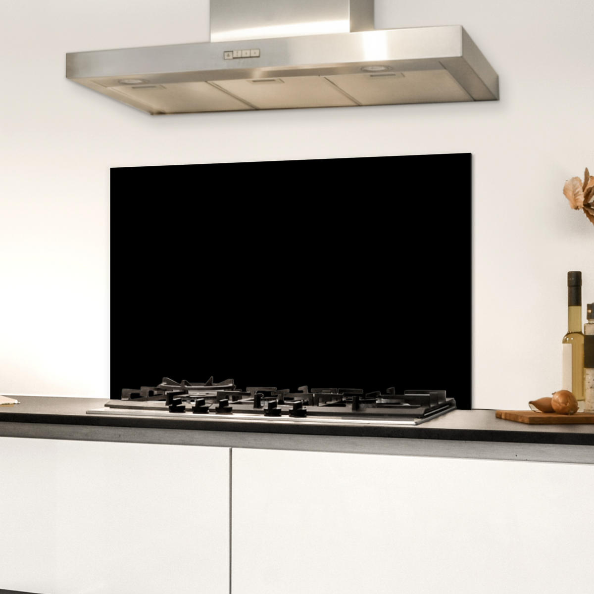 SPRITZSCHUTZ KÜCHE Schwarz - Einfarbig 60x40 cm - Schwarz, Metall (60/0.3/40cm) - MuchoWow