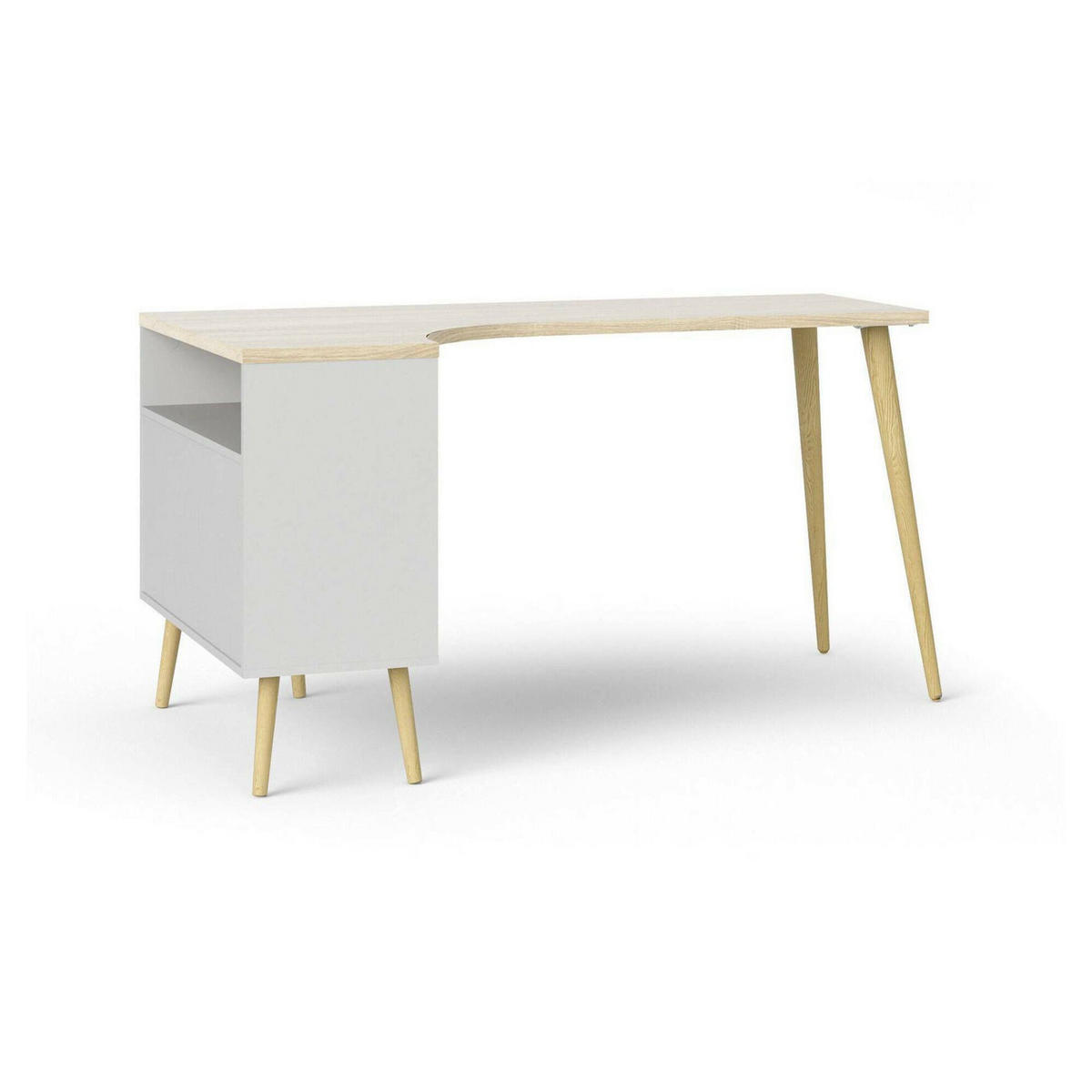 SCHREIBTISCH Weiß, Eiche 81/145.1/75.8 cm - Weiß, Holzwerkstoff (81/145.1/75.8cm) - DMORA