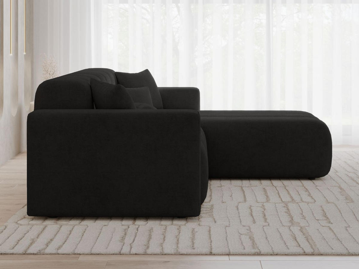 ECKSOFA Nork Schwarz Rechts - Schwarz, Holz/Textil (265/180cm) - Graingold