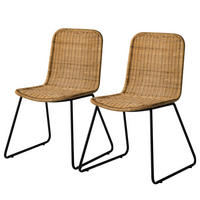 ESSZIMMERSTUHL - Rattan / Metall, 2er-Set - Beige/Schwarz, Naturmaterialien (64/80/56cm) - home24