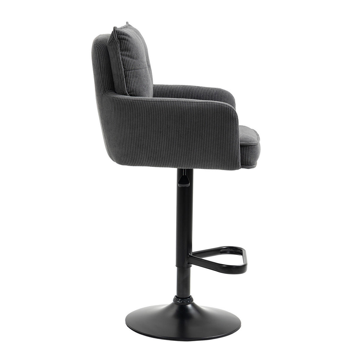 BARSTUHL - 2er-Set - Höhenverstellbar - Cord / Eisen - Anthrazit, Textil/Metall (54/98/58cm) - home24