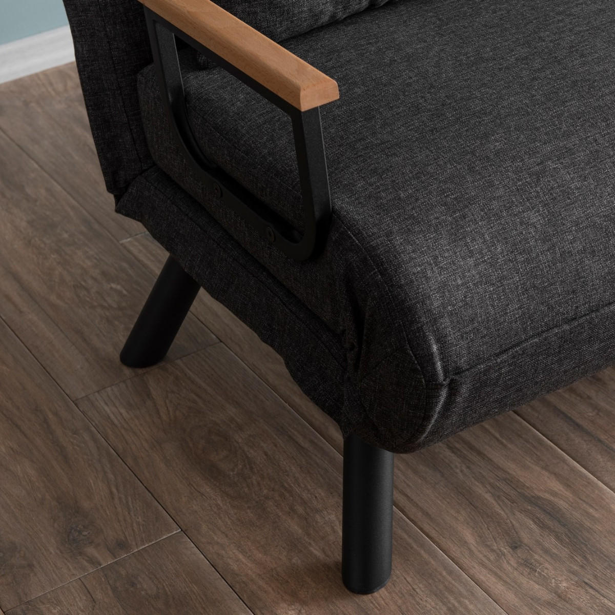 SCHLAFSOFA für 2 Personen mit Stoffbezug und Metallfüßen 133/50/41 cm - Dunkelgrau, Metall (50/41/121cm) - Calicosy