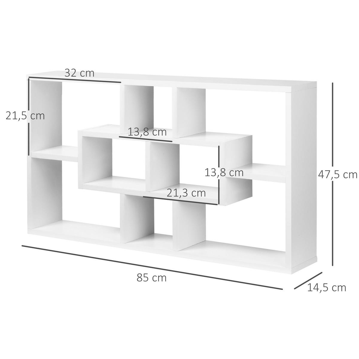 WANDREGAL DE-14286 8 Fächer, 85x14,5x47,5 cm Weiß - Weiß, Holzwerkstoff (85/47.5/14.5cm) - ComfortXL