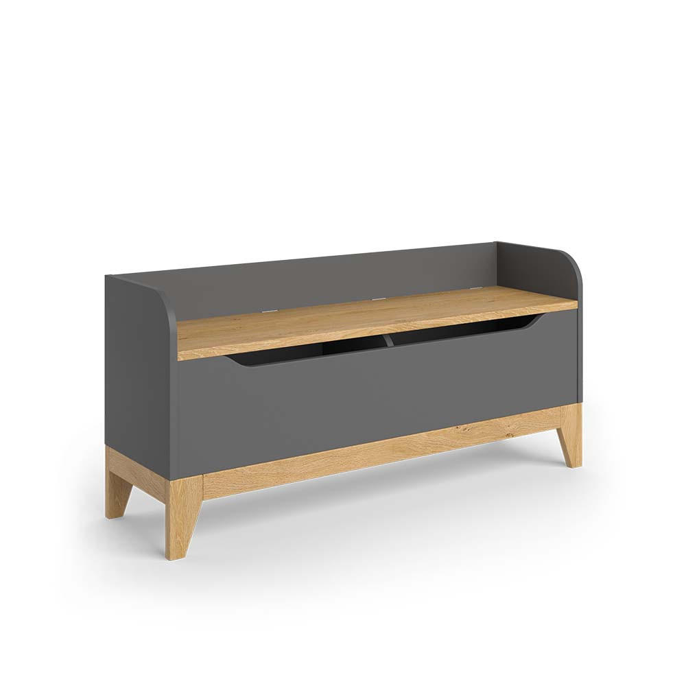 SPIELZEUGTRUHE Malia Grau/Eiche 107.2 x 50 cm mit Sitzbank - Eichefarben, Holzwerkstoff (107.2/30cm) - VitaliSpa